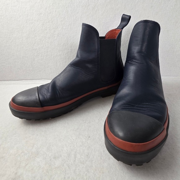 Penelope Chilvers Shoes - Penelope Chilvers Navy Leather Chelsea Boots Rubber Cap Toe Spain Size 39 US 8.5